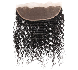 13x4 Deep Wave HD Super Fine Swiss Invisible Lace Frontal. Pre-Plucked Hairline