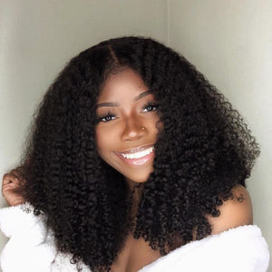 13x4 Frontal Kinky Curly . Pre-Plucked Hairline