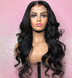 13x4 BODY WAVE FRONTAL WIG. PRE-PLUCKED HAIRLINE